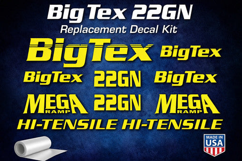 Replacement decal kit designed to fit Big Tex 22GN trailer