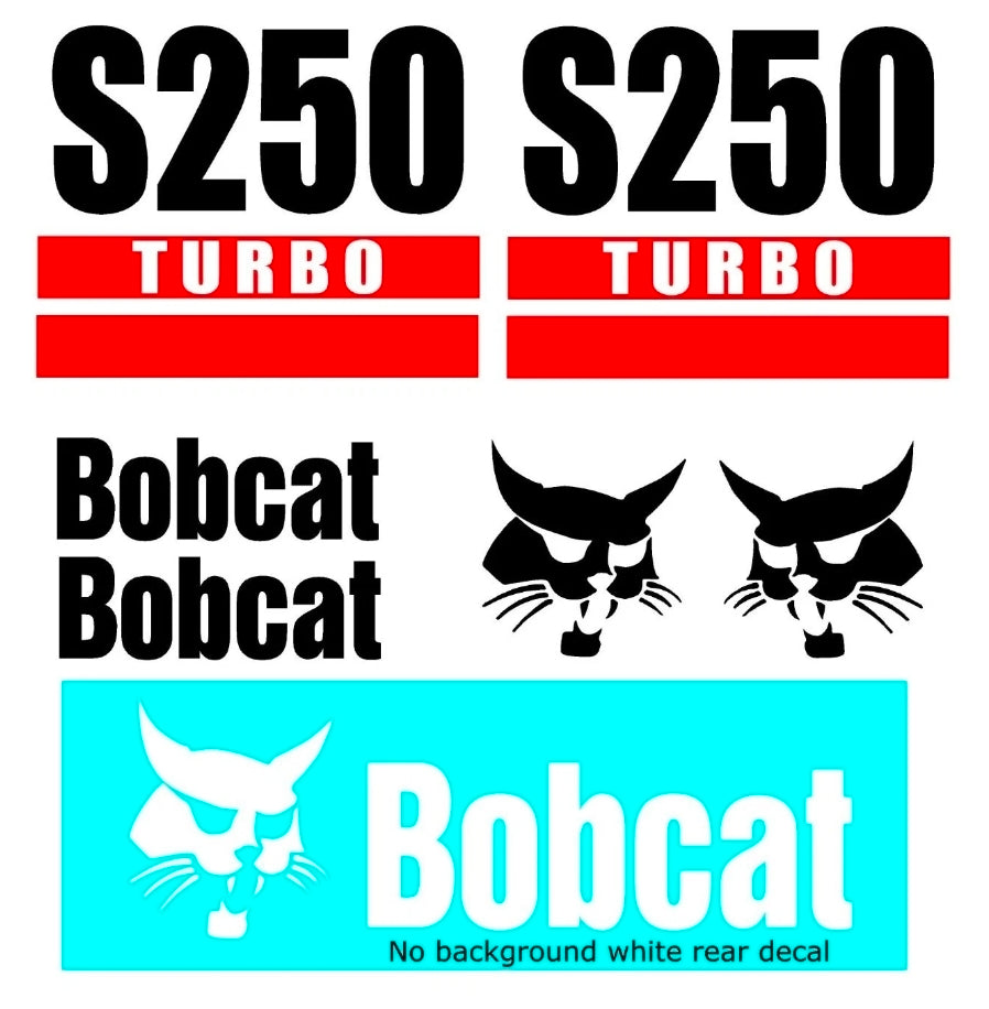 7PC Kit fits Bobcat S250 Skid Steer Set Vinyl Decal Graphics Sticker -