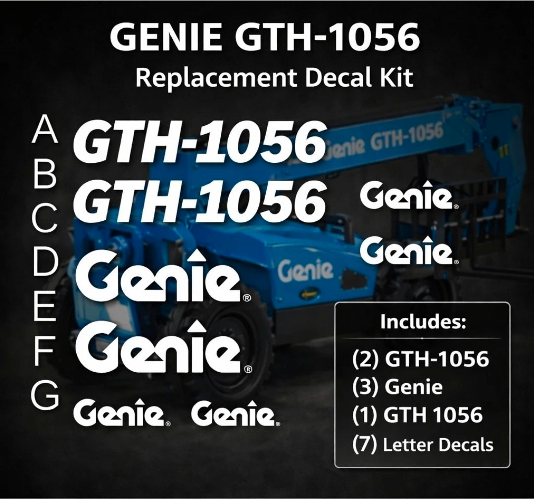 Fits Genie GTH 1056 Decal Kit Telescopic ForkLift - Graphics High Quality
