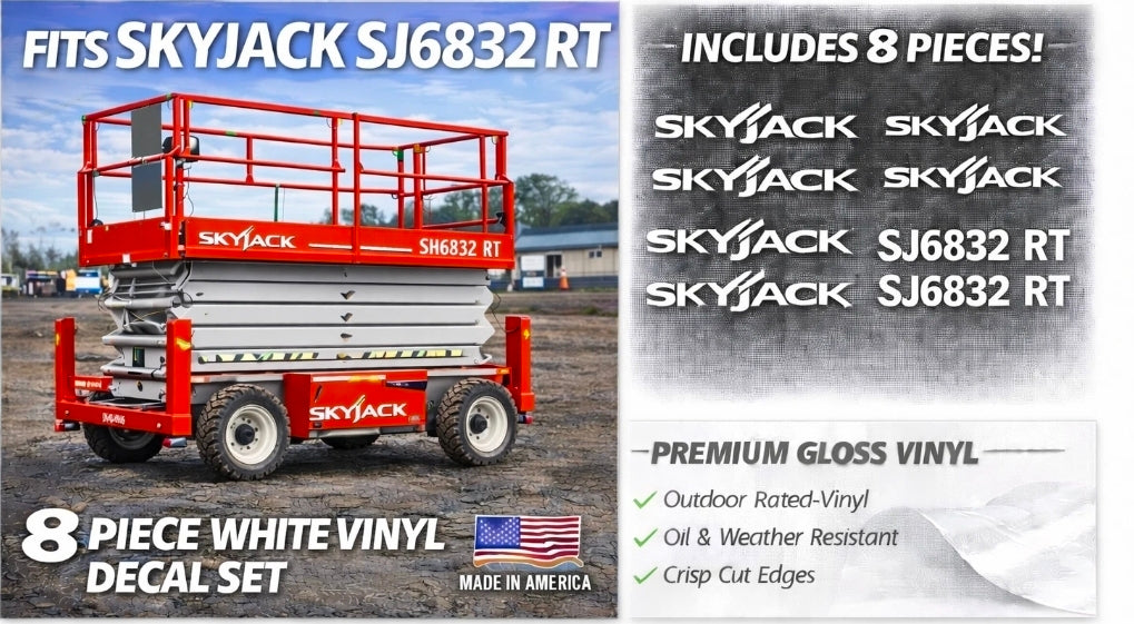 Fits Skyjack SJ6832 RT Scissor Lift Replacement Decal Kit Lift 8 Pieces