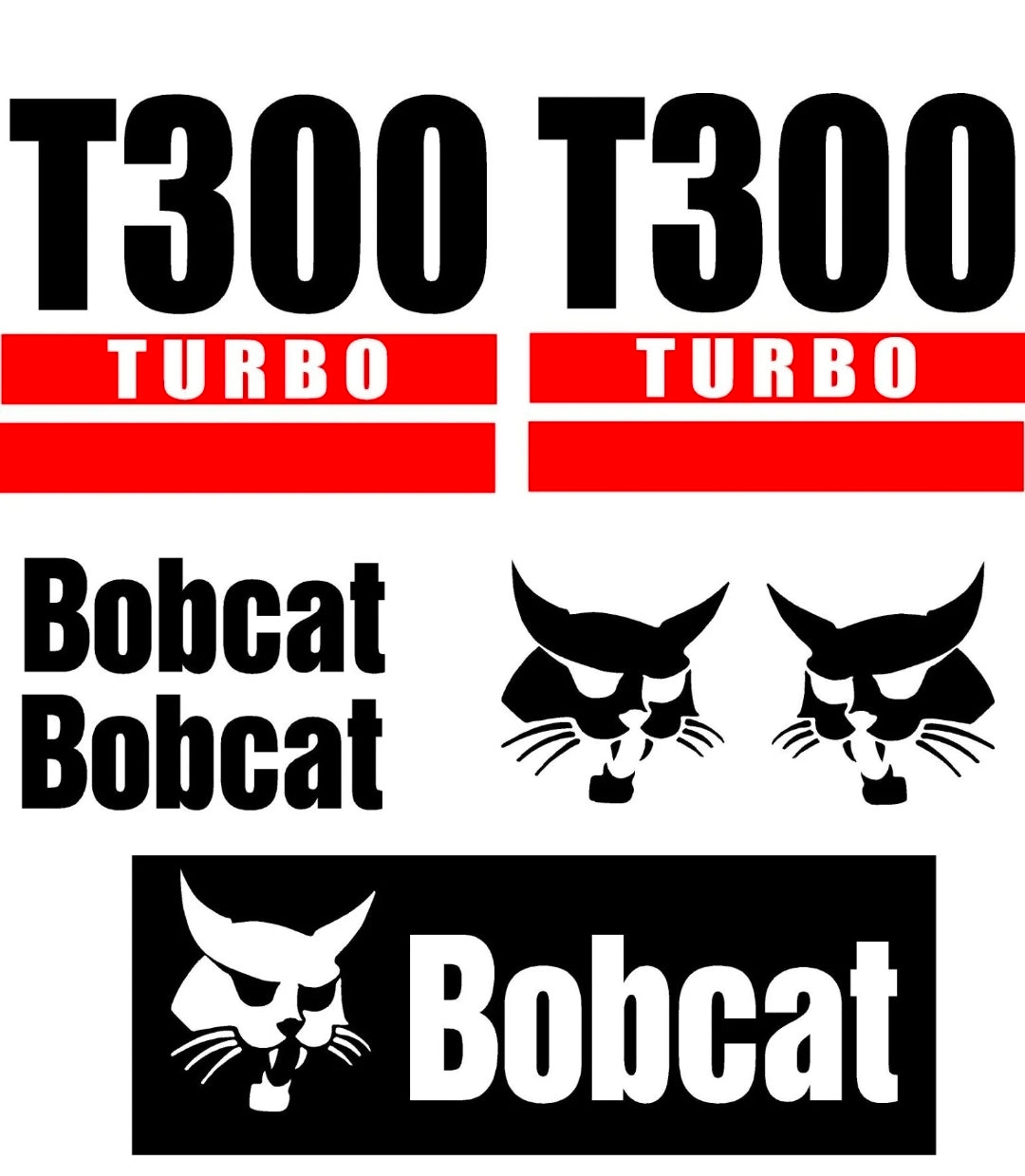 7PC Kit fits Bobcat T300 Turbo Skid Steer Set Vinyl Decal Graphics Sticker Kit