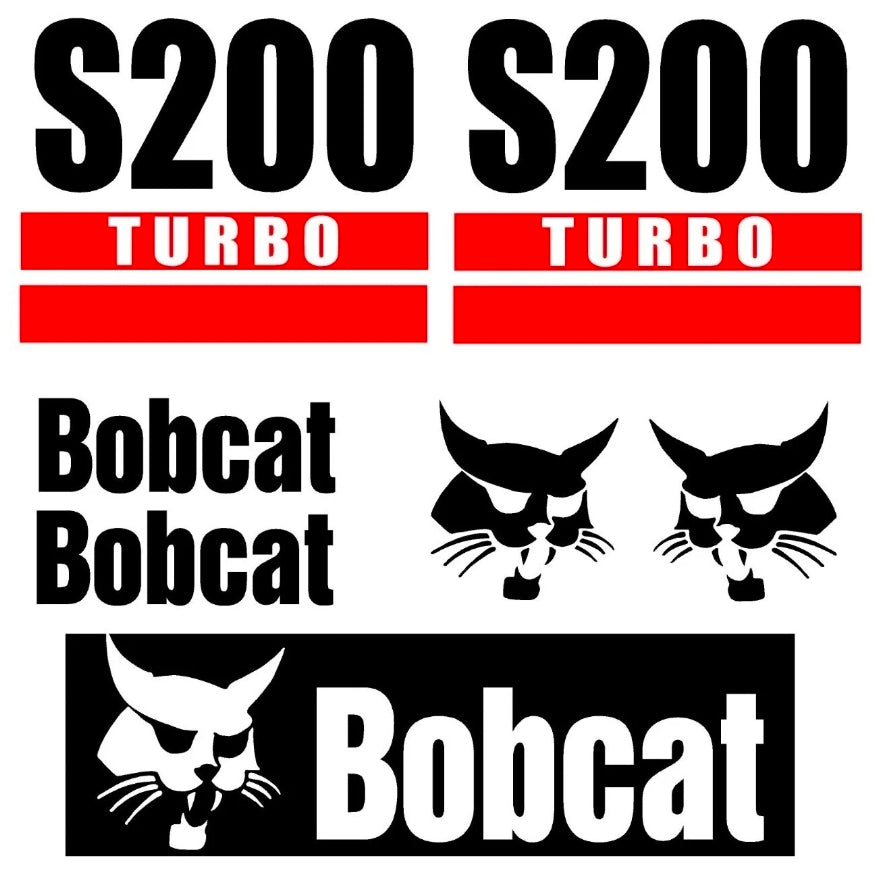 7PC Kit fits Bobcat S200 Turbo Skid Steer Set Vinyl Decal Graphics Sticker -